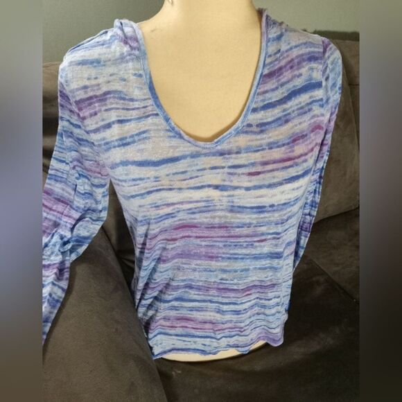 Jockey Tops - Jockey lightweight semi-sheer Blue/Purple/White v-neck hoody.